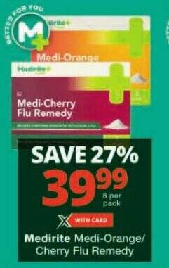 Medirite Medi-Orange/ Cherry Flu Remedy offer at Checkers