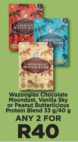 Food Lover's Market Wazoogles Chocolate Moondust, Vanilla Sky or Peanut Butterlicious Protein Blend 33 g/40 g offer