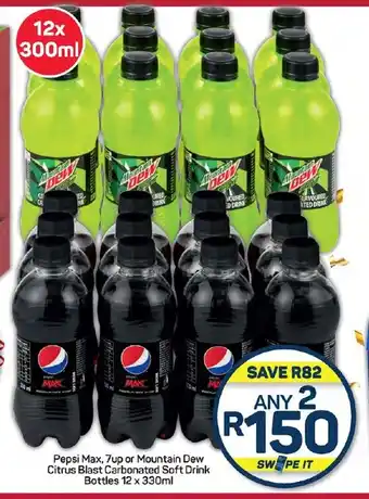 Pick n Pay Hypermarket Pepsi Max, 7up or Mountain Dew Citrus Blast Carbonated Soft Drink Bottles 12 x 330ml offer