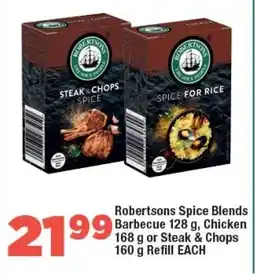 OK Foods Robertsons Spice Blends Barbecue 128 g, Chicken 168 g or Steak & Chops 160 g Refill EACH offer