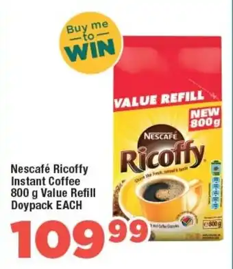 OK Foods Nescafé Ricoffy Instant Coffee 800 g Value Refill Doypack EACH offer