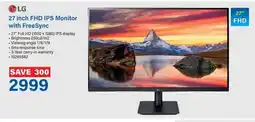Incredible Connection LG 27 inch FHD IPS Monitor with FreeSync offer