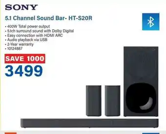 Incredible Connection SONY 5.1 Channel Sound Bar-HT-S20R offer