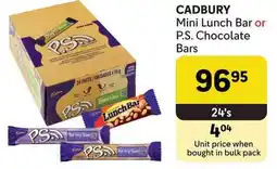 Makro CADBURY Mini Lunch Bar or P.S. Chocolate Bars offer