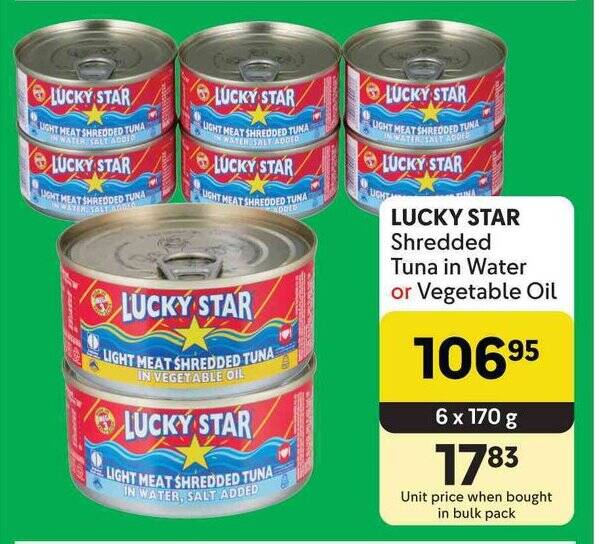 LUCKY STAR Shredded Tuna in Water or Vegetable Oil offer at Makro