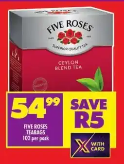 Shoprite FIVE ROSES TEABAGS 102 per pack offer