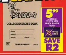Shoprite A4 COLLEGE EXERCISE BOOK FEINT & MARGIN 72-page offer