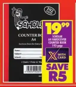 Shoprite SCHOLAR A4 HARDCOVER COUNTER BOOK 192-page offer