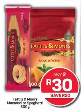 Pick n Pay Hypermarket Fatti's & Moni's Macaroni or Spaghetti 500g offer