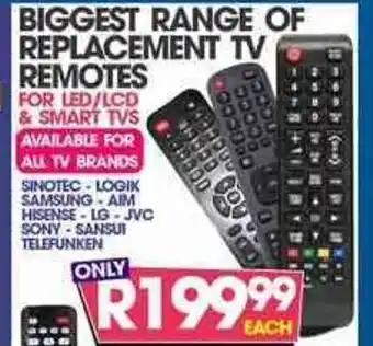 Replacement TV Remotes