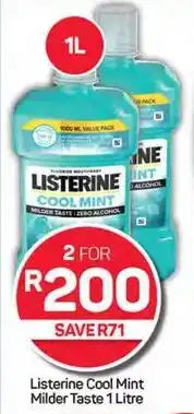 Pick n Pay Hypermarket Listerine Cool Mint Milder Taste 1 Litre offer