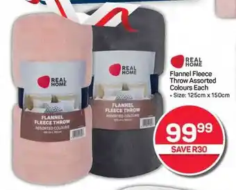 Pick n Pay Hypermarket Flannel Fleece Throw Assorted Colours Each offer
