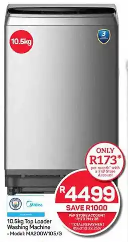 Pick n Pay Hypermarket 10.5kg Top Loader Washing Machine offer