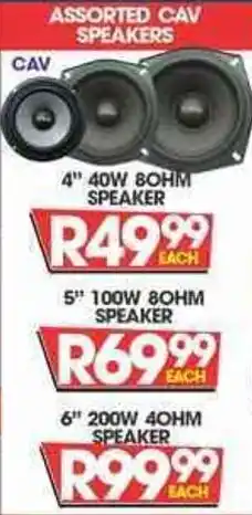 Soundtech Assorted CAV Speakers 4" 40W 80HM offer