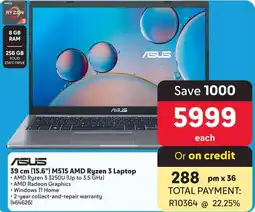 Makro ASUS 39 cm (15.6") M515 AMD Ryzen 3 Laptop offer
