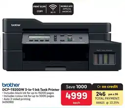 Makro DCP-T820DW 3-in-1 Ink Tank Printer offer