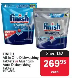 Makro FINISH All In One Dishwashing Tablets or Quantum Auto Dishwashing Tablets 100's/90's offer