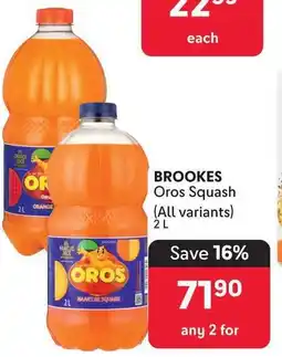 Makro BROOKES Oros Squash (All variants) 2 L offer