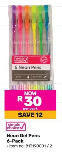 Game Neon Gel Pens 6-Pack offer