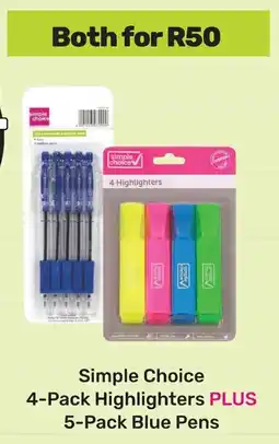Game Simple Choice 4-Pack Highlighters PLUS 5-Pack Blue Pens offer
