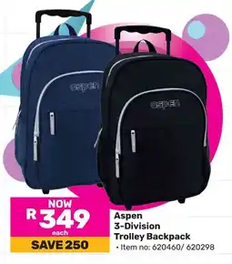 Game Aspen 3-Division Trolley Backpack offer