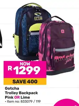 Game Gotcha Trolley Backpack Pink OR Lime offer