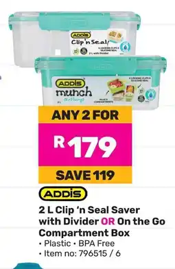 Game 2 L Clip 'n Seal Saver with Divider OR On the Go Compartment Box offer