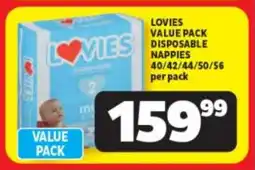 Usave LOVIES VALUE PACK DISPOSABLE NAPPIES offer