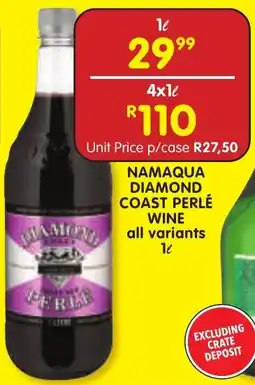 Shoprite Liquor NAMAQUA DIAMOND COAST PERLÉ WINE all variants 1L offer