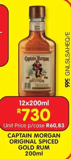 Shoprite Liquor CAPTAIN MORGAN ORIGINAL SPICED GOLD RUM 200ml offer