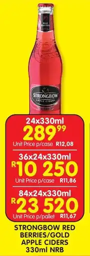 Shoprite Liquor STRONGBOW RED BERRIES/GOLD APPLE CIDERS 330ml NRB offer
