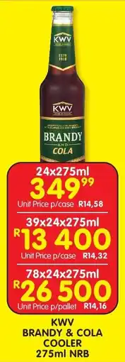 Shoprite Liquor KWV BRANDY & COLA COOLER 275ml NRB offer