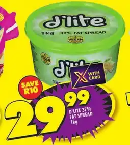 Shoprite D'LITE 37% FAT SPREAD 1kg offer