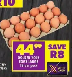 Shoprite GOLDEN YOLK EGGS LARGE 18 per pack offer