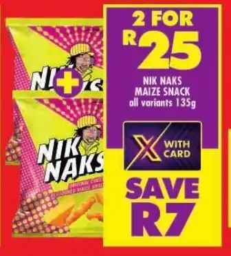 Shoprite NIK NAKS MAIZE SNACK all variants 135g offer