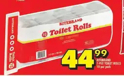 Shoprite RITEBRAND 1-PLY TOILET ROLLS 10 per pack offer