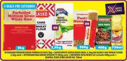 RITEBRAND MEDIUM GRAIN PARBOILED RICE+ SUPER WHITE SUPER MAIZE MEAL+ KNORROX SOYA MINCE+ SUNFOIL PURE SUNFLOWER OIL