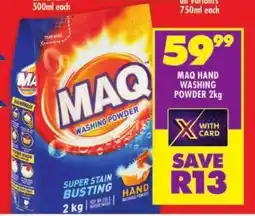 Shoprite MAQ HAND WASHING POWDER 2kg offer