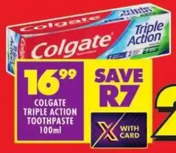 Shoprite COLGATE TRIPLE ACTION TOOTHPASTE 100ml offer