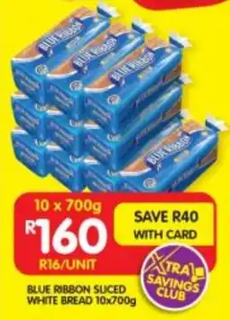 Shoprite BLUE RIBBON SLICED WHITE BREAD 10x700g offer
