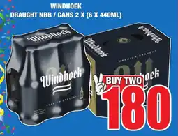 Boxer Liquors WINDHOEK DRAUGHT NRB/ CANS 2 X (6 X 440ML) offer
