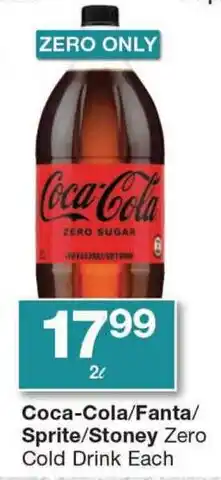 Checkers Coca-Cola/Fanta/ Sprite/Stoney Zero Cold Drink Each offer