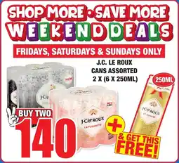 Boxer Liquors J.C. LE ROUX CANS ASSORTED 2 X (6 X 250ML) offer
