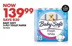 Woolworths BABY SOFT 2-PLY TOILET PAPER 18-PACK offer
