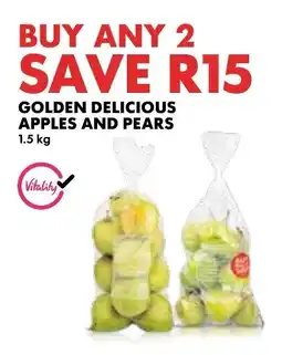 Woolworths GOLDEN DELICIOUS APPLES AND PEARS 1.5 kg offer