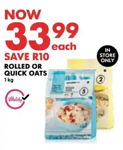 Woolworths ROLLED OR STORE QUICK OATS 1 kg offer