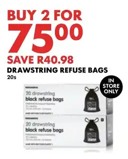 Woolworths DRAWSTRING REFUSE BAGS 20s offer