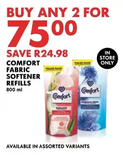 COMFORT FABRIC SOFTENER REFILLS 800 ml