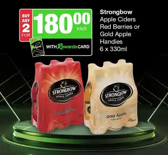 Spar Tops Strongbow Apple Ciders Red Berries or Gold Apple Handies 6 x 330ml offer