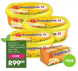 Save Sunshine D Margarine Tub 1kg + FREE Sunshine D Brick 125g offer